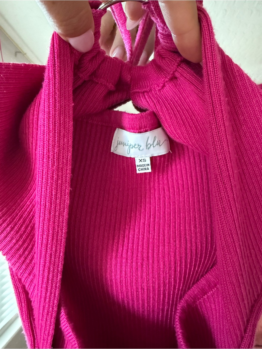 Bold Fuchsia Halter Maxi Dress with Ring Detail - Picture 3 of 3